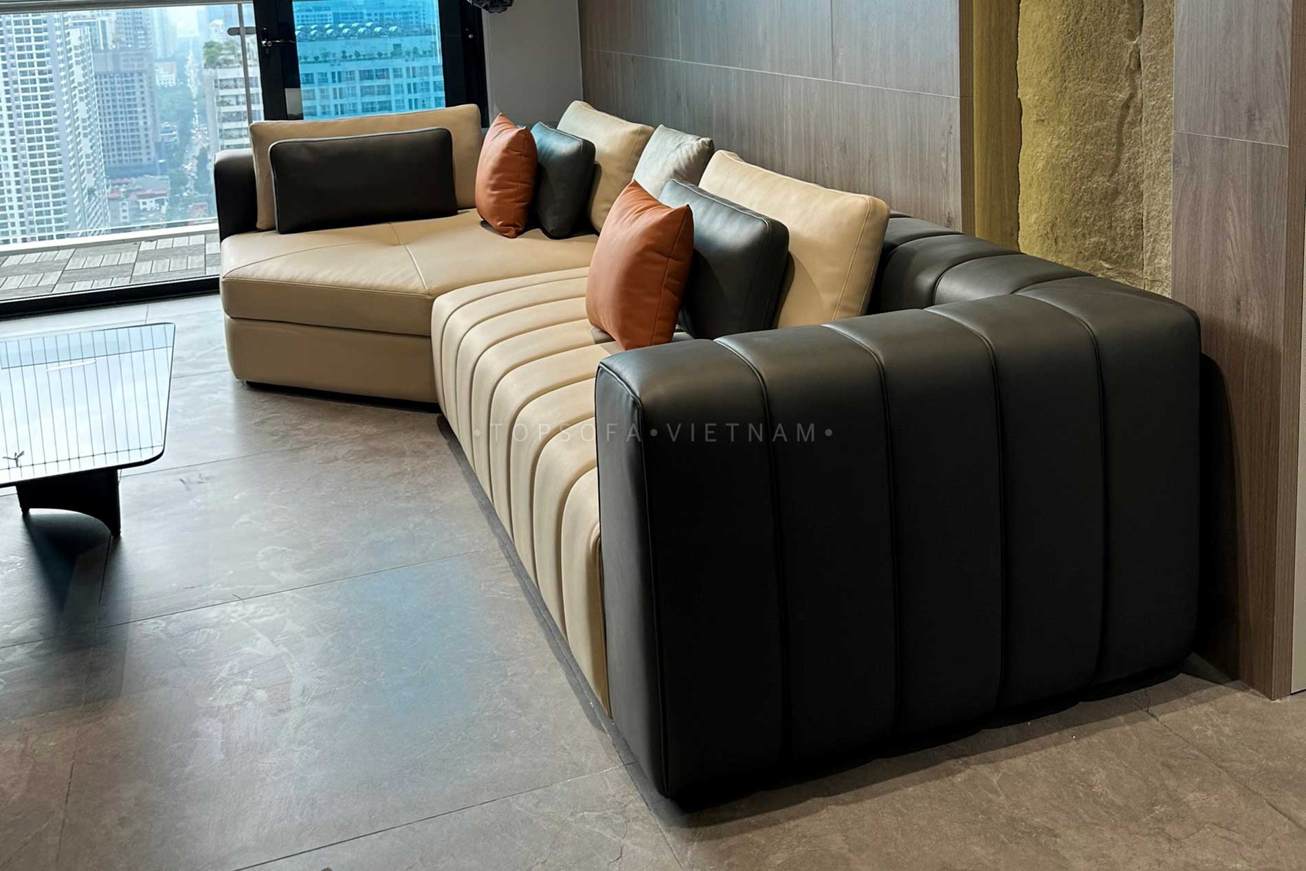 Sofa góc da thiết kế Italia TS238